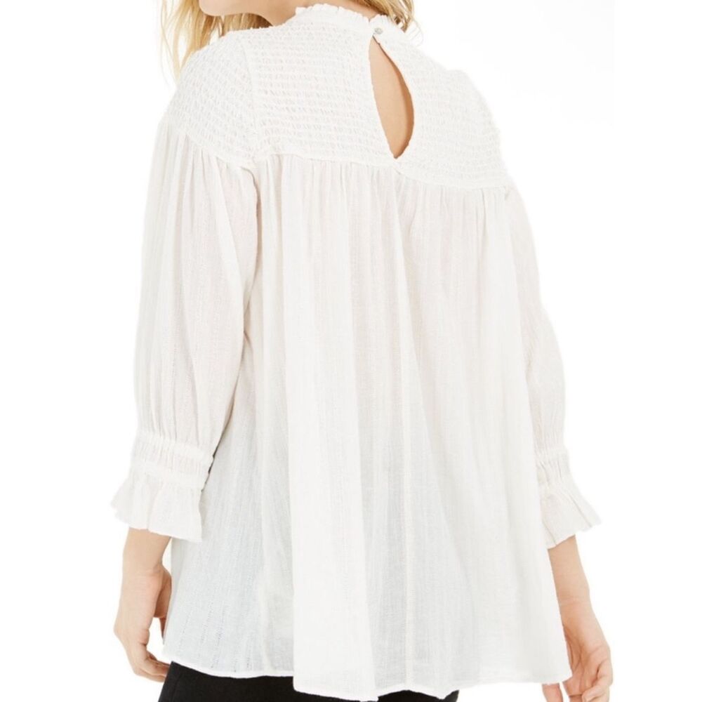 FREE PEOPLE Obi Mila white Smocked 3/4 Sleeve Tunic Women’s Size XS